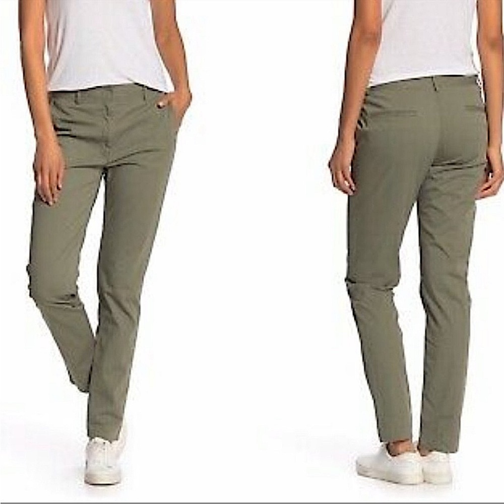Theory Boyfriend Casual Twill Pant Size 6 Faded Army Green